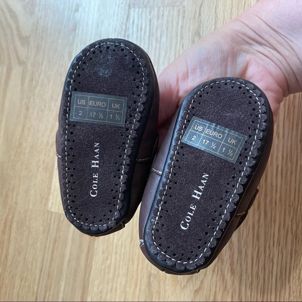 Cole Haan Brown Leather Loafers Sz 2 Boys Baby Shoes